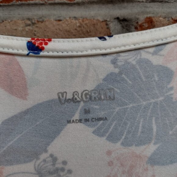 NEW Size M Women's Long Floral Dress By V. & Grin Short Sleeve Flowers - Picture 3 of 3